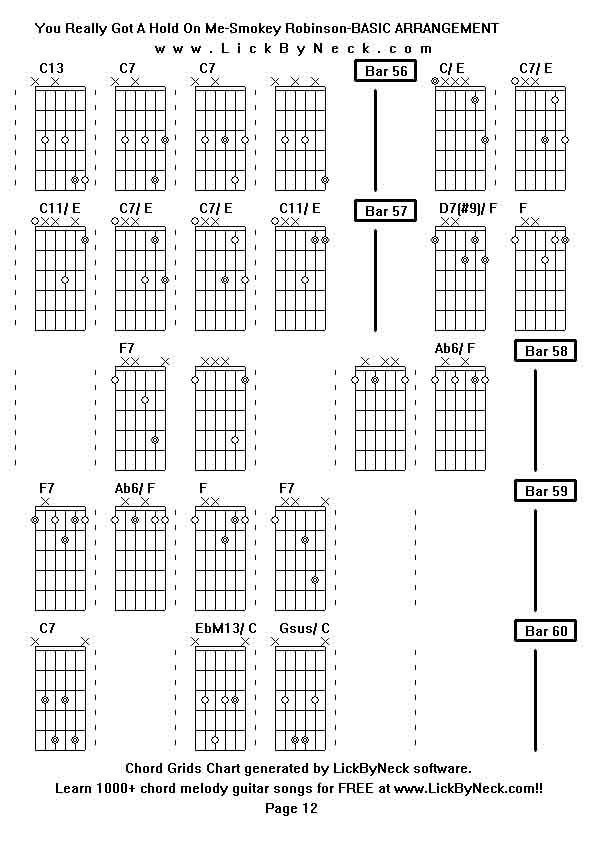 Chord Grids Chart of chord melody fingerstyle guitar song-You Really Got A Hold On Me-Smokey Robinson-BASIC ARRANGEMENT,generated by LickByNeck software.